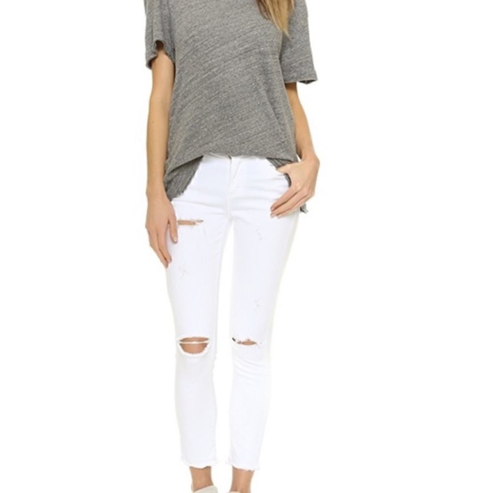 Agolde Sophie Crop Jeans in Distressed White Size 30 NWOT